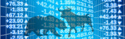 silhouettes of bull and bear with backdrop list of stock price changes