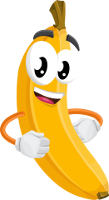 smiley cartoon banana with arms