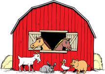 cartoon barn with animals