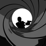 James Bond aiming gun in tunnel