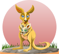 kangaroo with kid in pouch