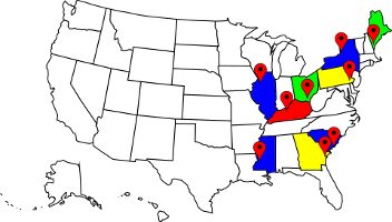 map of USA identifying Limerick in nine states