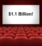 movie theater with $1.1 Billion projected on the screen
