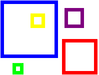 5 empty squares of different sizes