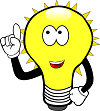 Eureka: light bulb cartoon character representing 'idea'