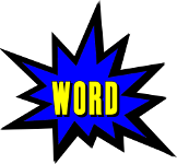 blue flash with yellow letters W-O-R-D