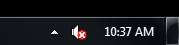 image of speaker icon in windows with a red X next to it indicating 'no sound' 