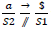 Lacan's symbols for the Analyst's Discourse, one ratio of a over S2, with arrow pointing to another ratio of $ over S1; parallel lines between S2 and S1