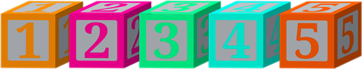 3D blocks with numbers 1, 2, 3, 4, 5