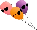 three balloons wearing sunglasses