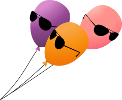 three balloons wearing sunglasses
