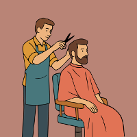 barber cutting customer's hair