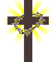 cross with crown of thorns and sunbeams