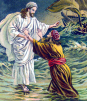 Jesus Walks on the Water by Sunday school illustrator Ned Bustard