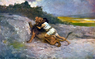 Samson and the Lion by Frederic Montenard