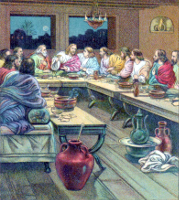 Color painting titled The Last Supper by Anton Robert Leinweber