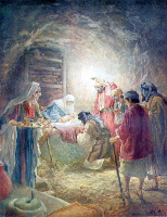 The Shepherds Come to See Mary, Joseph, and Their Baby Jesus by William Brassey Hole