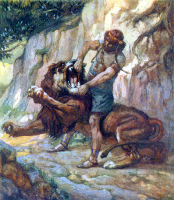 Samson Kills a Young Lion by James Tissot