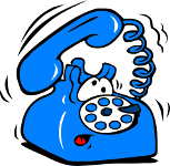 blue ringing telephone with eyes