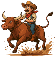 man riding a bull