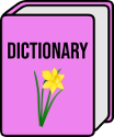 dictionary book with daffodil on cover