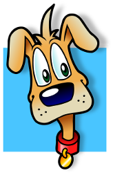 skinny cartoon dog with floppy ears
