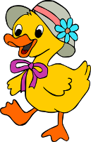 happy duckling wearing Easter bonnet