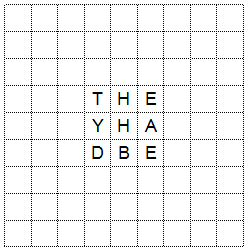 9x9 grid filled in with 9 letters in its center
