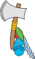 indian hatchet with feathers