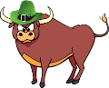 bull with green hat