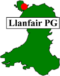 map of Wales, UK with Llanfair-PG marked