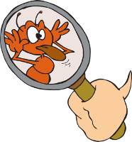 ant in magnifying glass sticking out tongue