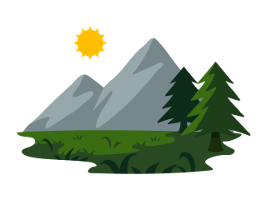 mountains, sun, trees, grass