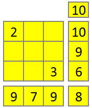 three-by-three sized number block puzzle
