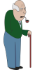 cartoon of old man with cane