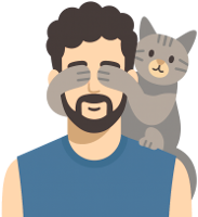 cat covering eyes of a man