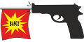 pistol with bang flag