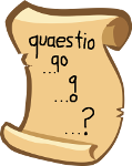 scroll with letters and words QUESTIO, QO, and ?