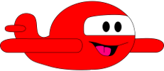 cartoon of red airplane with smiling face