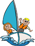 sailboat with two kids
