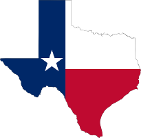 texas map with flag colors
