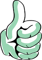 left hand giving thumbs up sign