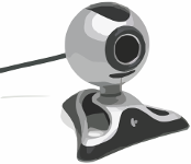 desk-mounted round webcam