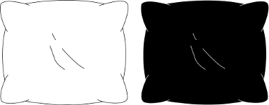 two pillows, one white and one black
