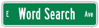 street sign that reads Word Search Ave