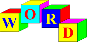 four cubes with letters W, O, R, D